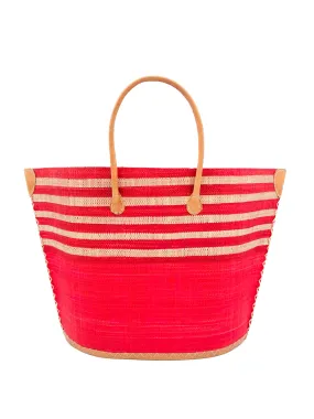 Santa Cruz Two Tone Wide Stripes Large Straw Tote Bag