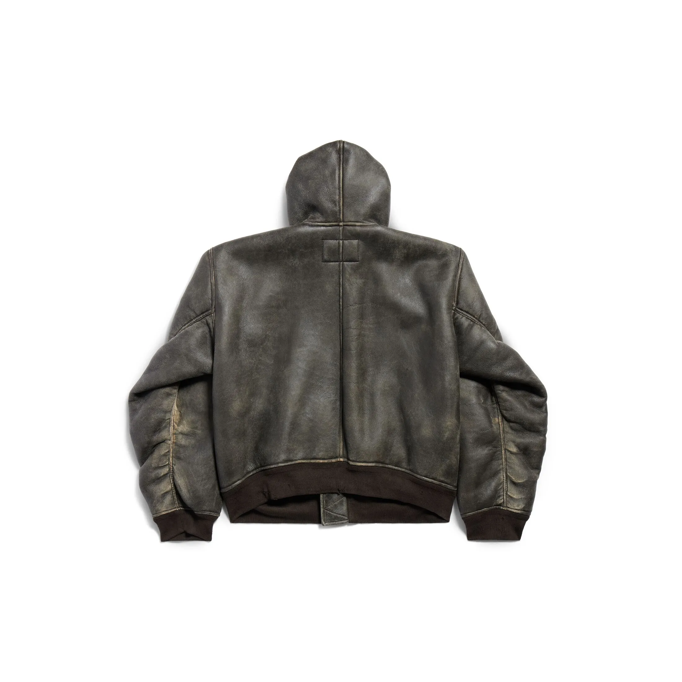 SHEARLING ZIP-UP HOODIE LARGE FIT IN BROWN