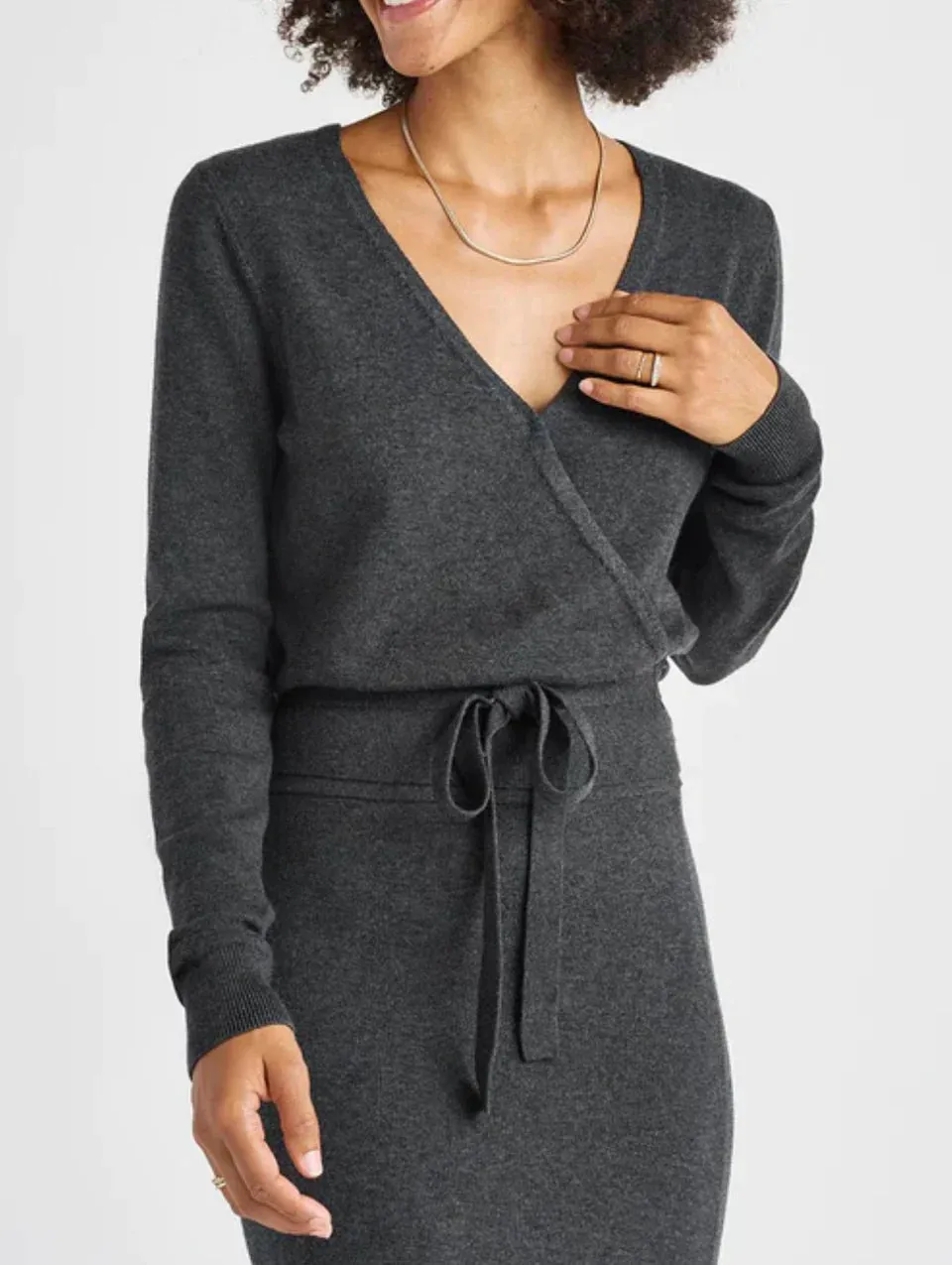 Splendid Dana Wrap Sweater - Charcoal