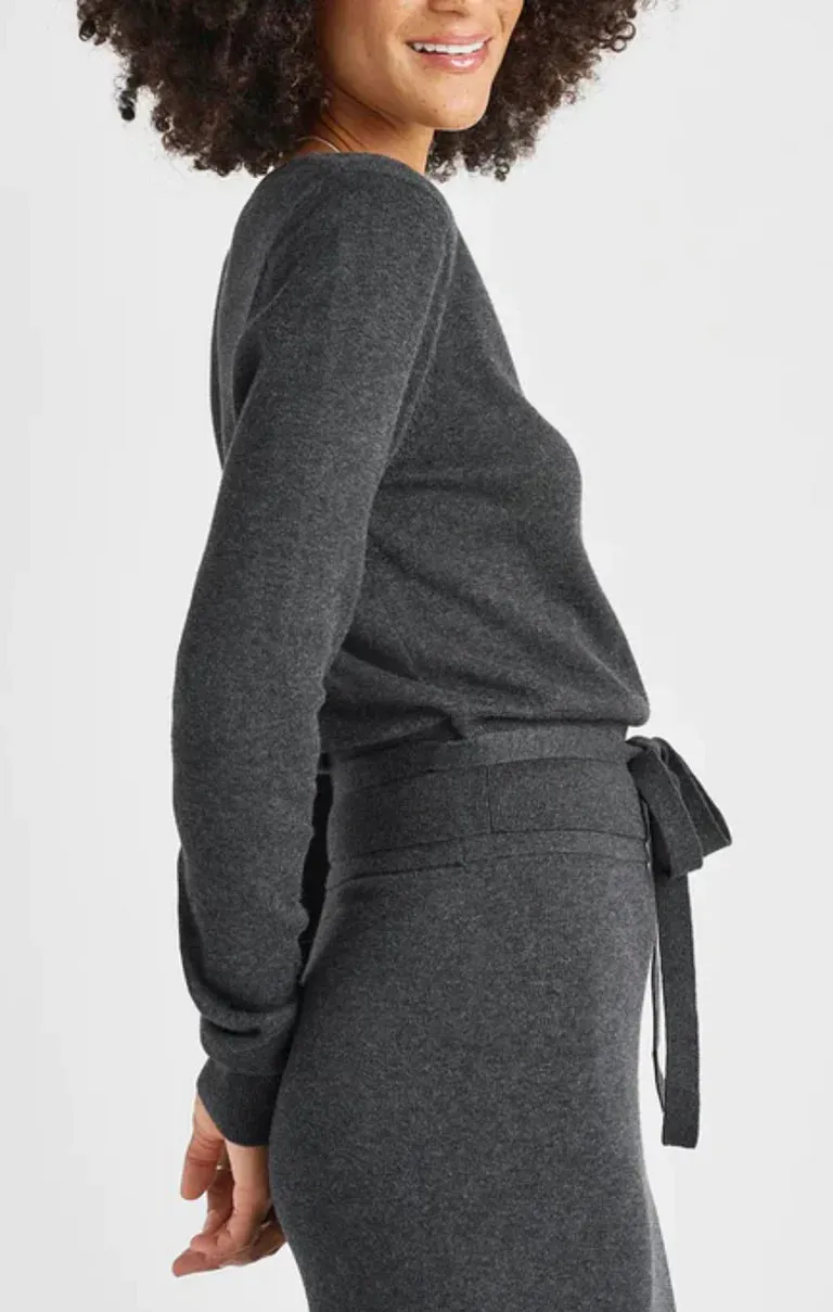 Splendid Dana Wrap Sweater - Charcoal