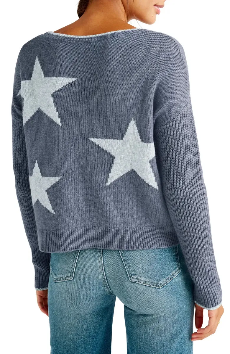 Splendid Francis Star Sweater Ash/Navy