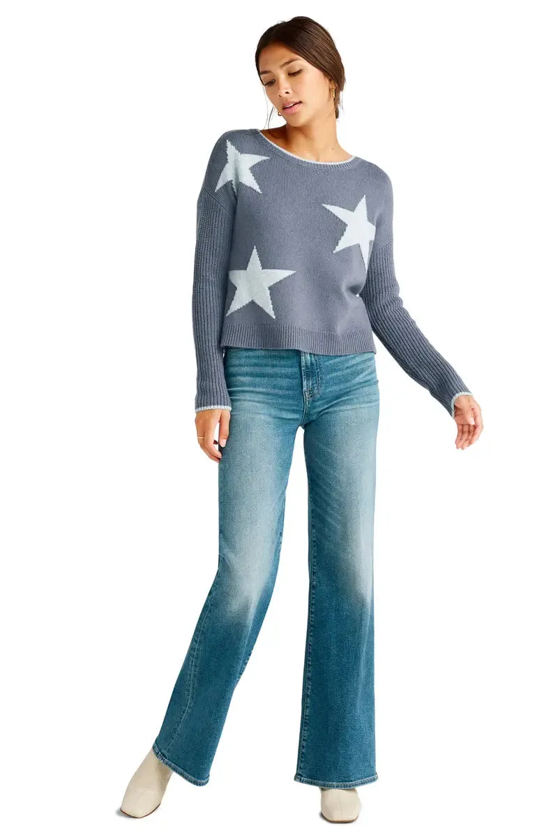 Splendid Francis Star Sweater Ash/Navy