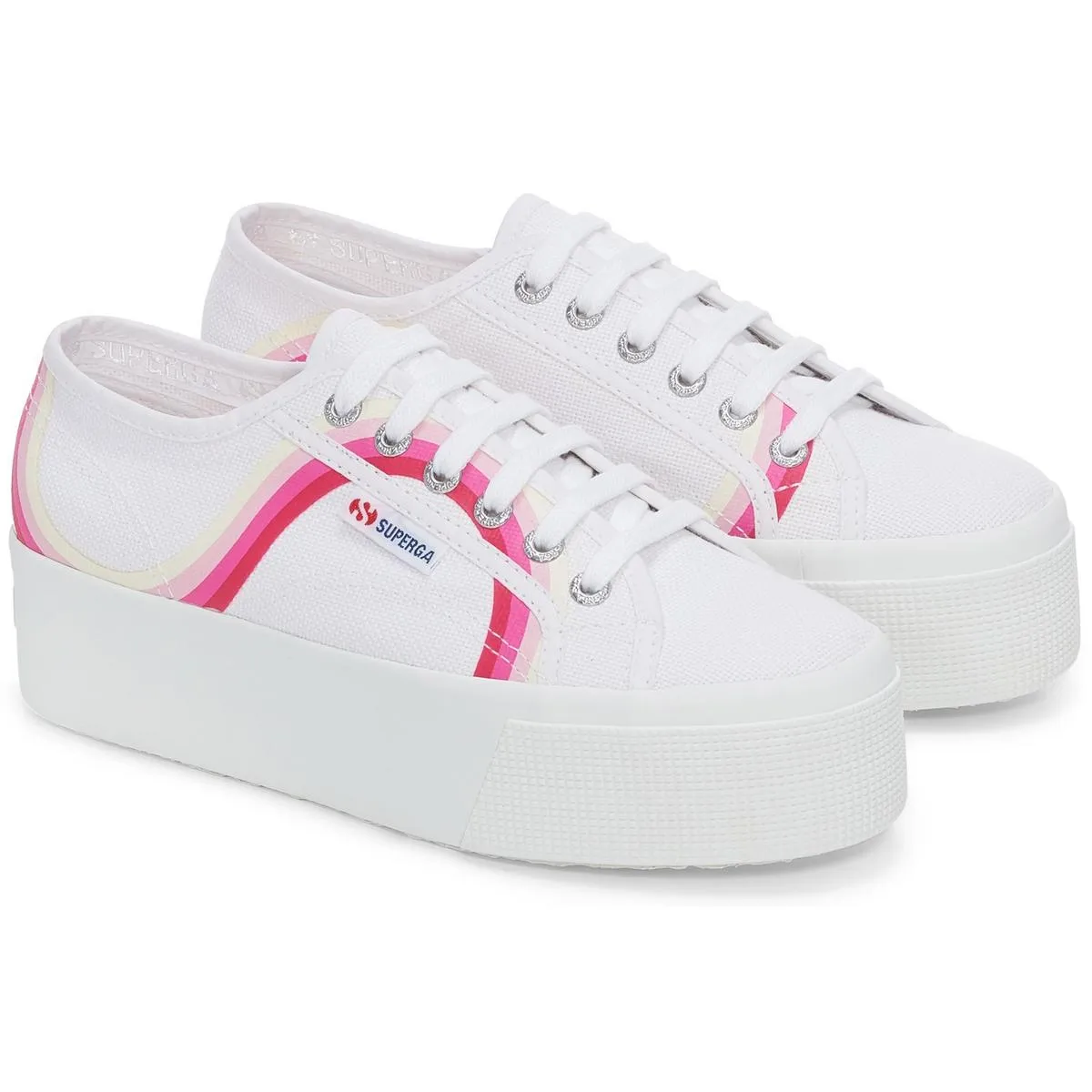 Superga 2790 Round Stripes Trainers White/Shaded Blue