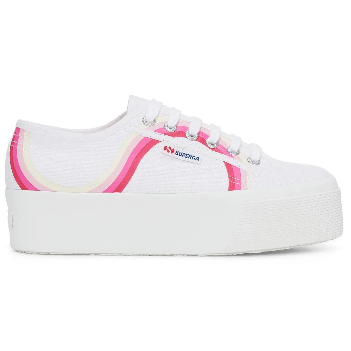 Superga 2790 Round Stripes Trainers White/Shaded Blue