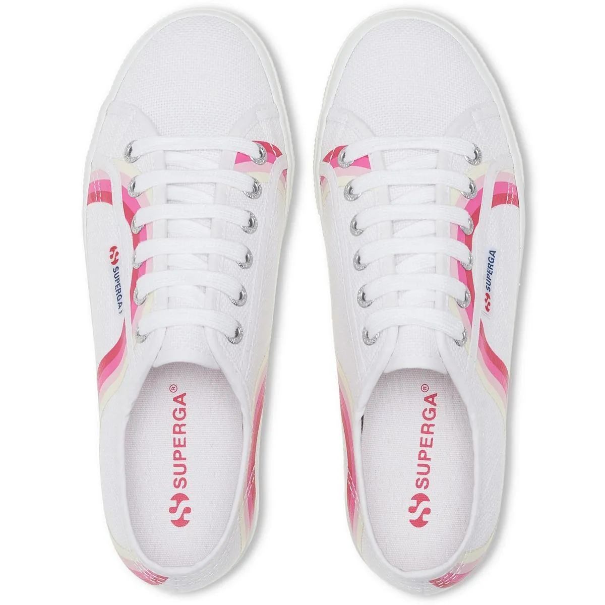 Superga 2790 Round Stripes Trainers White/Shaded Blue