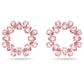 SWAROVSKI Millenia hoop earrings, Pear cut, Pink, Rose gold-tone plated 