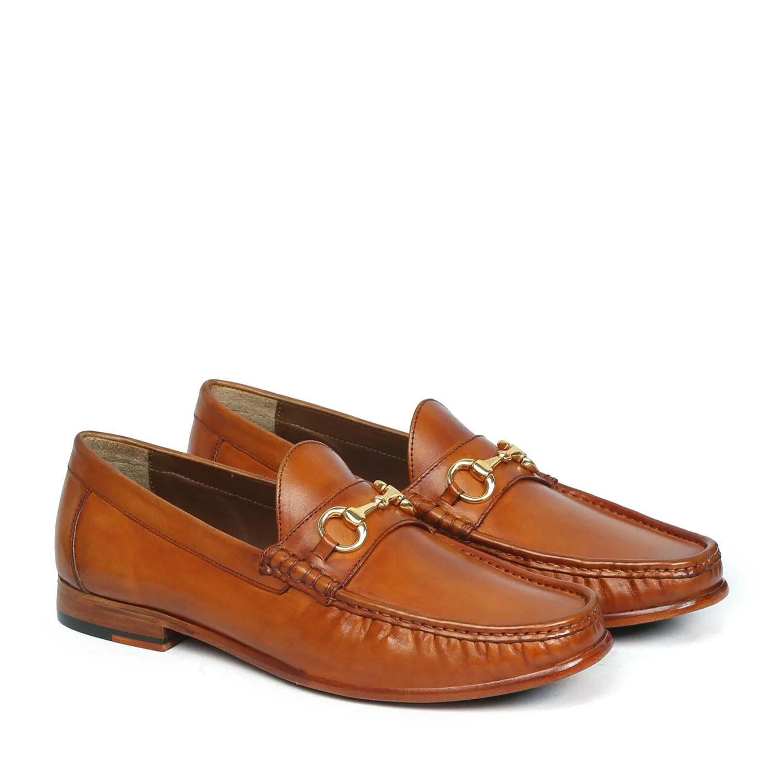 Tan Horsebit Loafers with Leather Sole