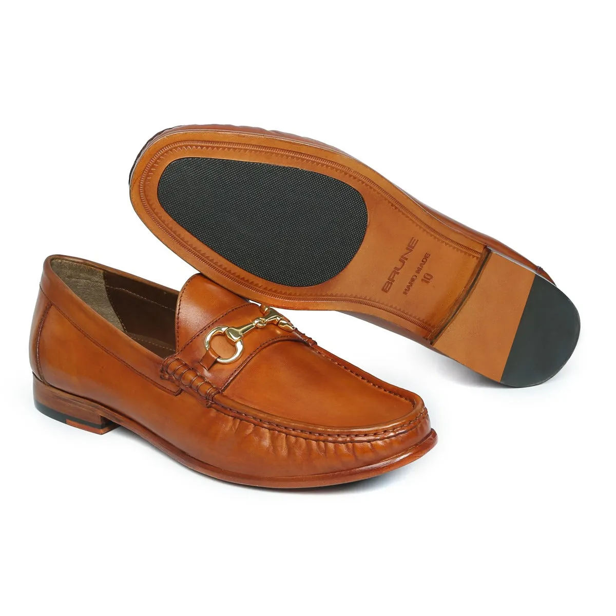 Tan Horsebit Loafers with Leather Sole