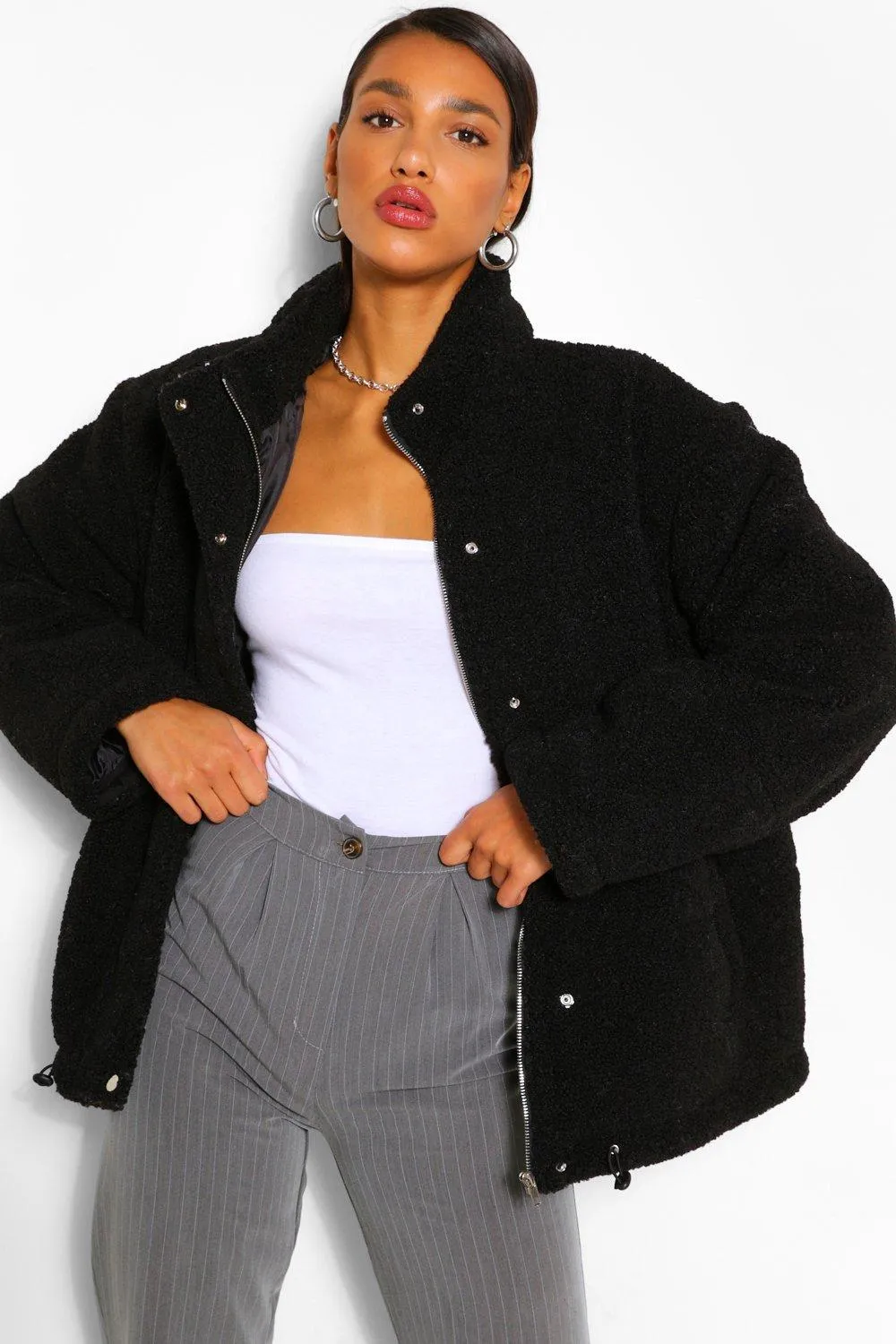 Teddy Faux Fur Mix Puffer Jacket