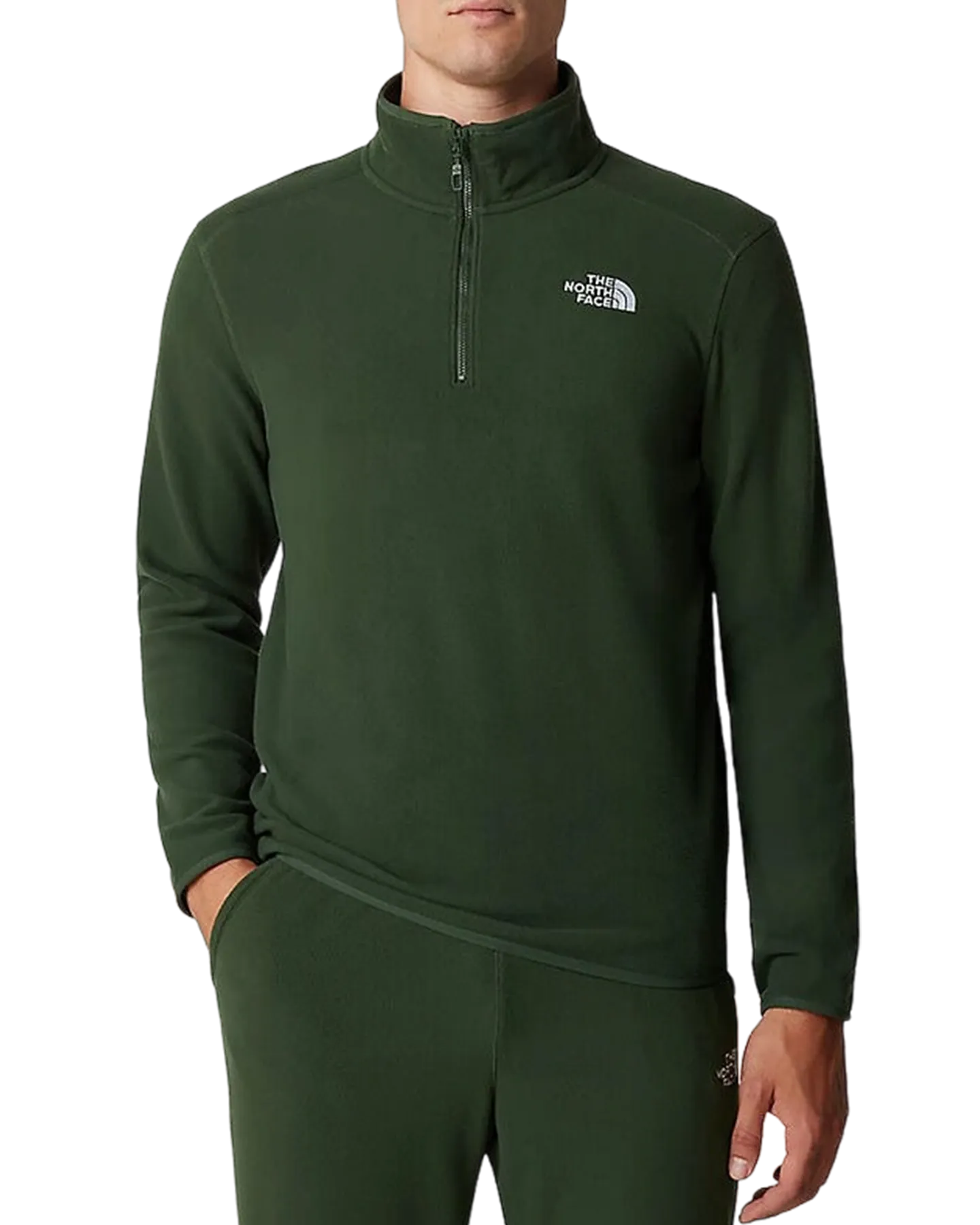 The North Face Men's 100 Glacier 1/4 Zip Fleece - Pine Needle | Shop Clothing at Trojan Wake Ski Snow & Snow Skiers Ware