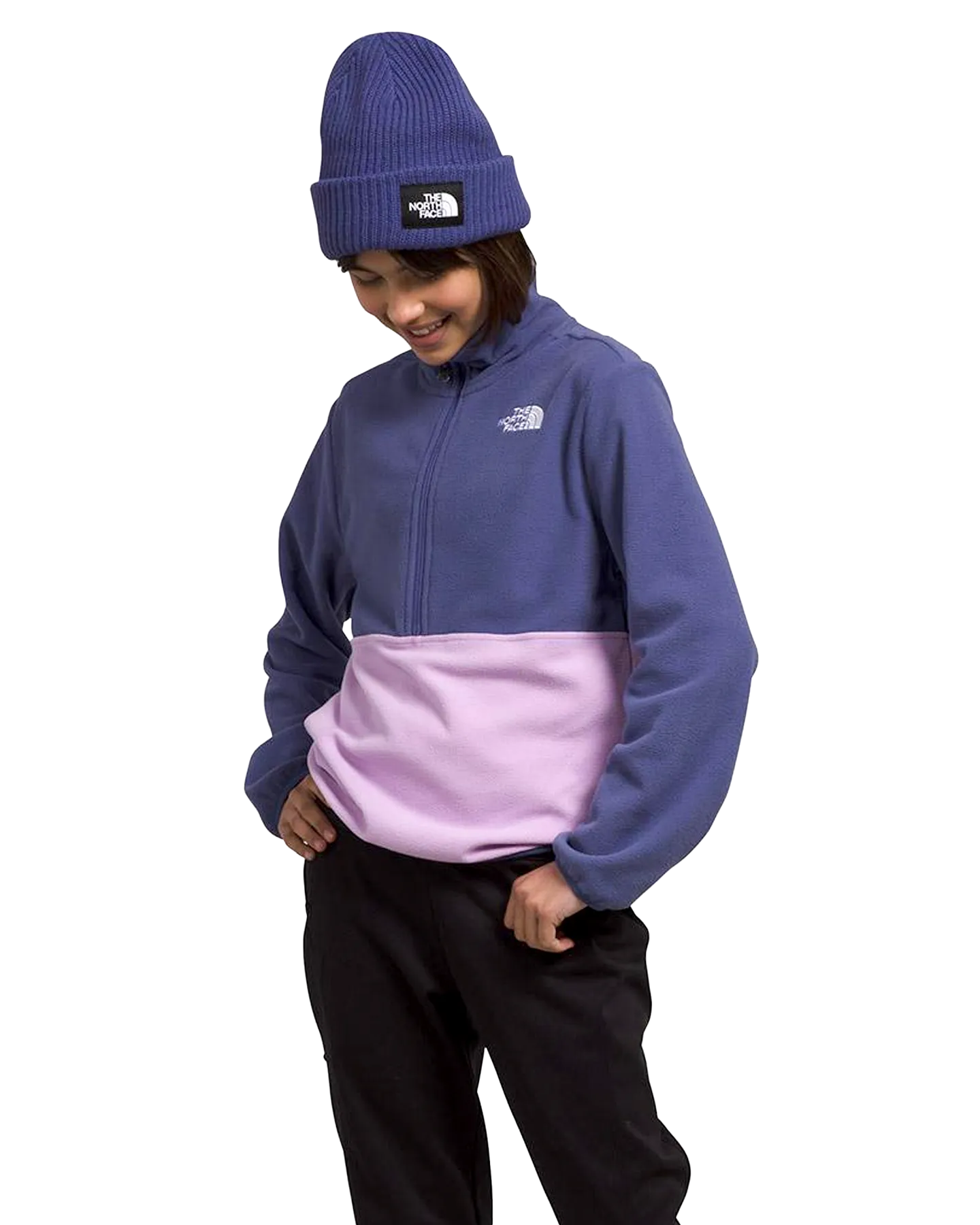 The North Face Teen Glacier 1/4 Zip Pullover - Cave Blue | Shop Clothing at Trojan Wake Ski Snow & Snow Skiers Warehouse