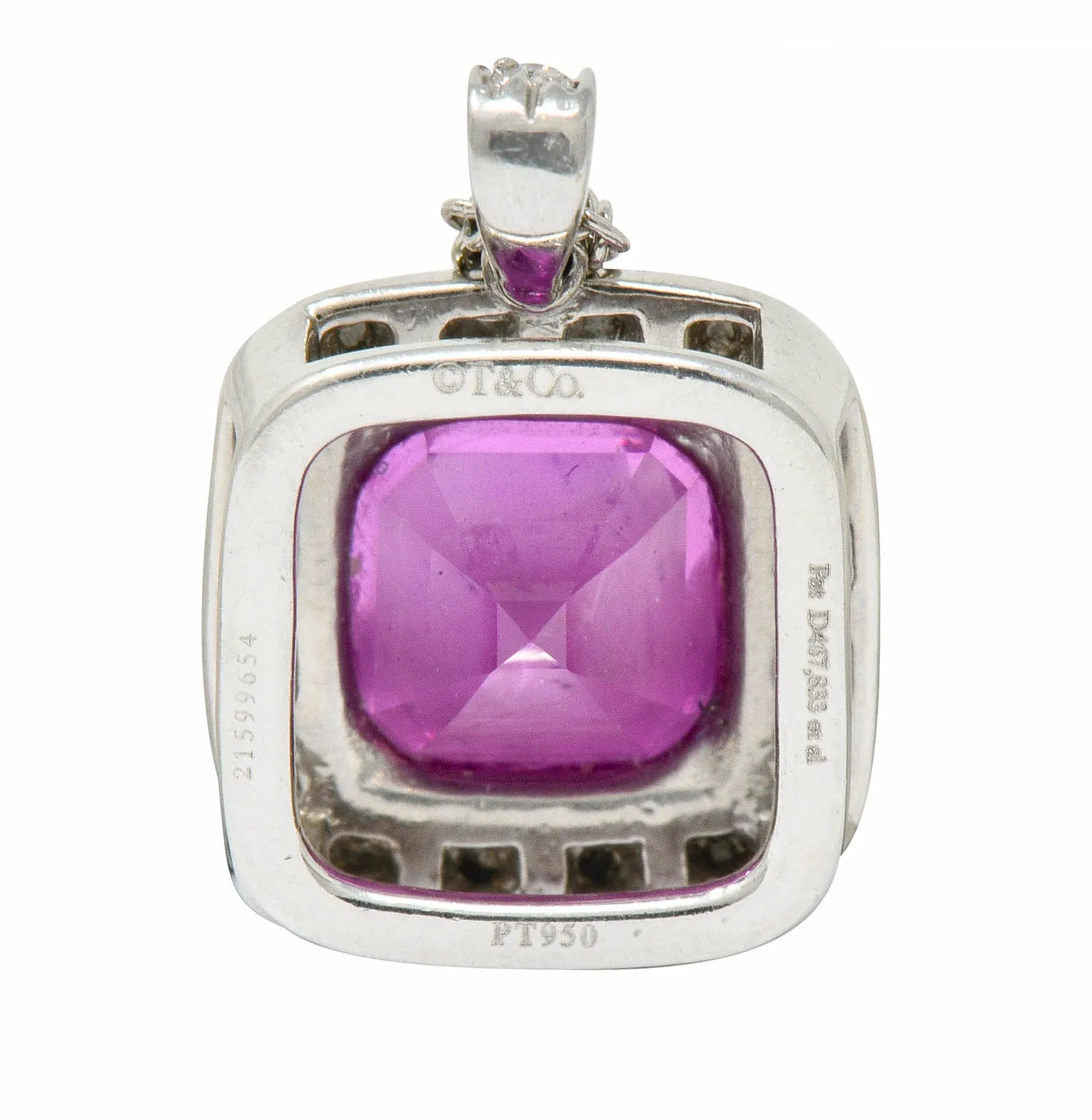 Tiffany & Co. Pink Sapphire Diamond Platinum Legacy Pendant Necklace