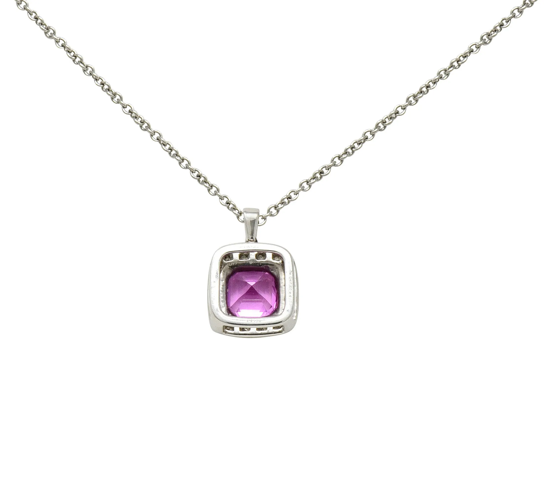 Tiffany & Co. Pink Sapphire Diamond Platinum Legacy Pendant Necklace