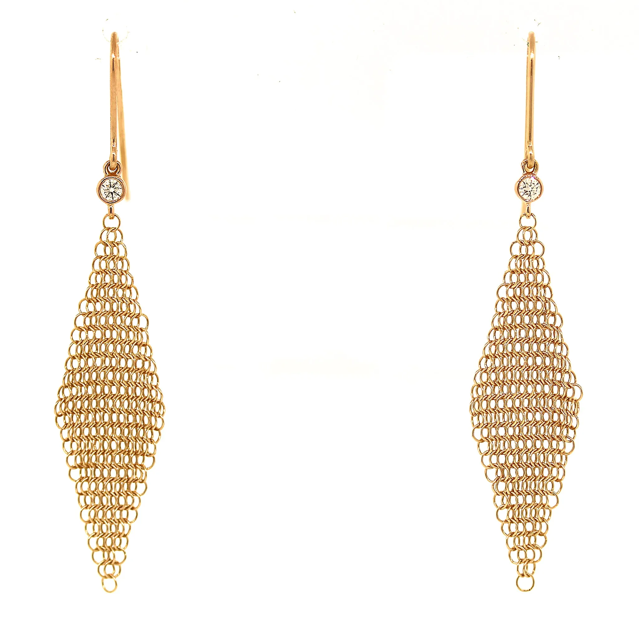 Tiffany and Co. Diamond Mesh Earrings in 18k Pink Gold