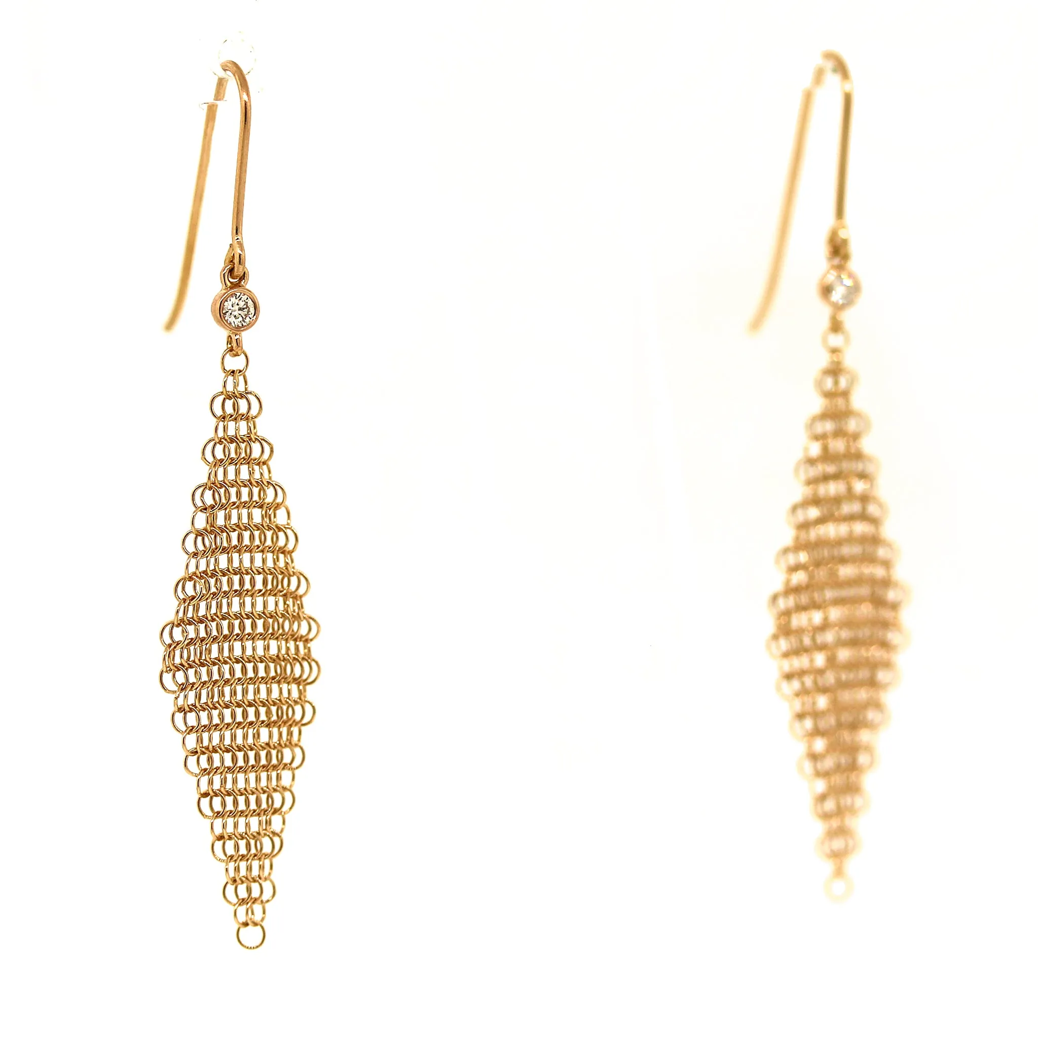 Tiffany and Co. Diamond Mesh Earrings in 18k Pink Gold