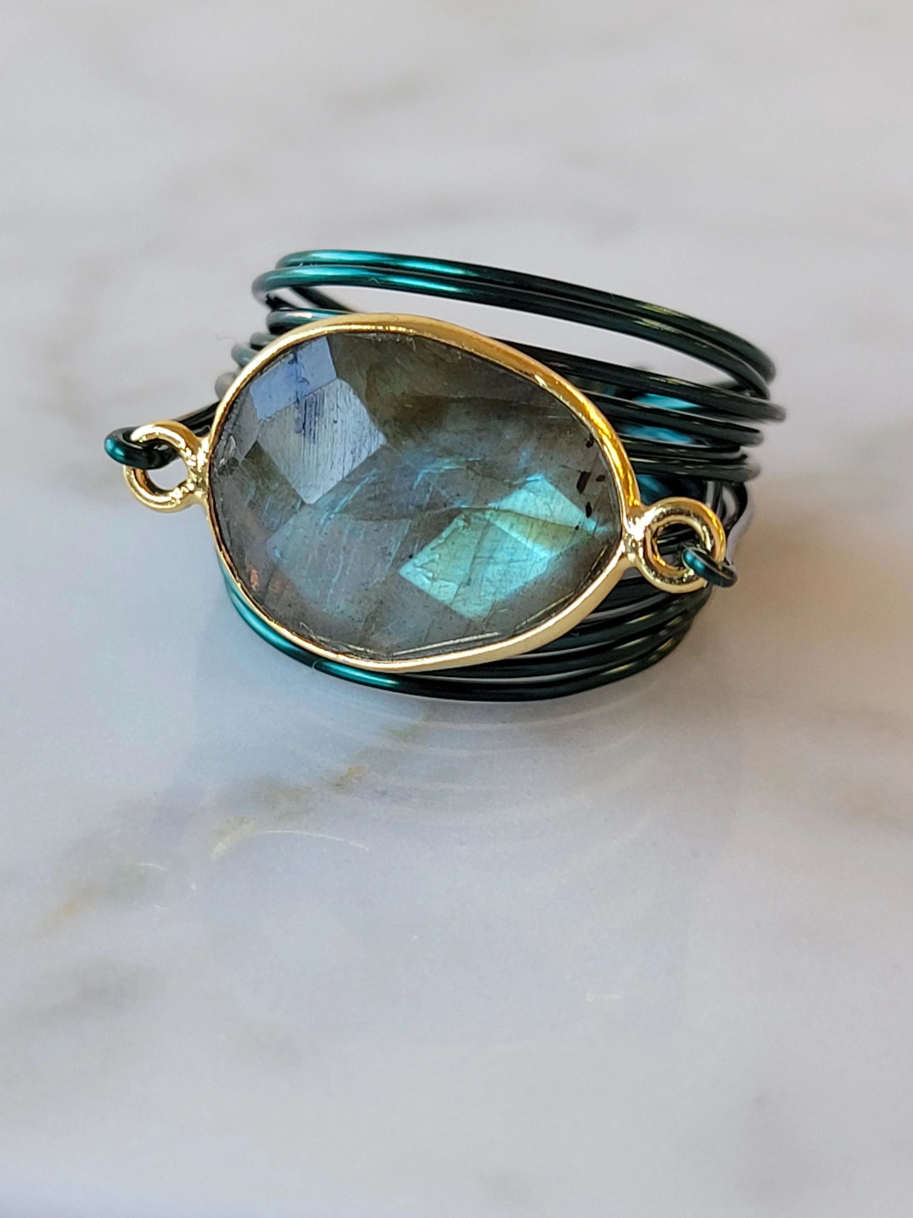 Torrey Ring in Green with Labradorite