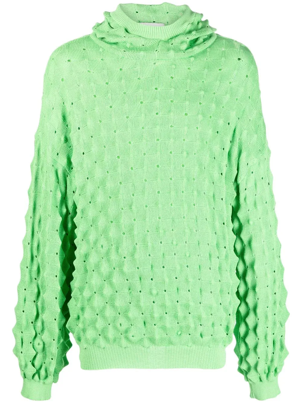 Transparent Spike Knit Hoodie - Green Spike