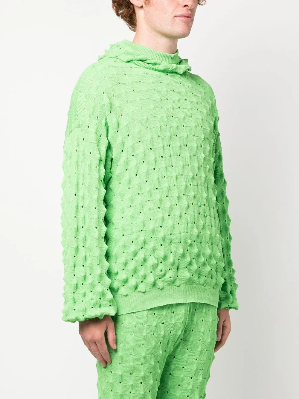 Transparent Spike Knit Hoodie - Green Spike