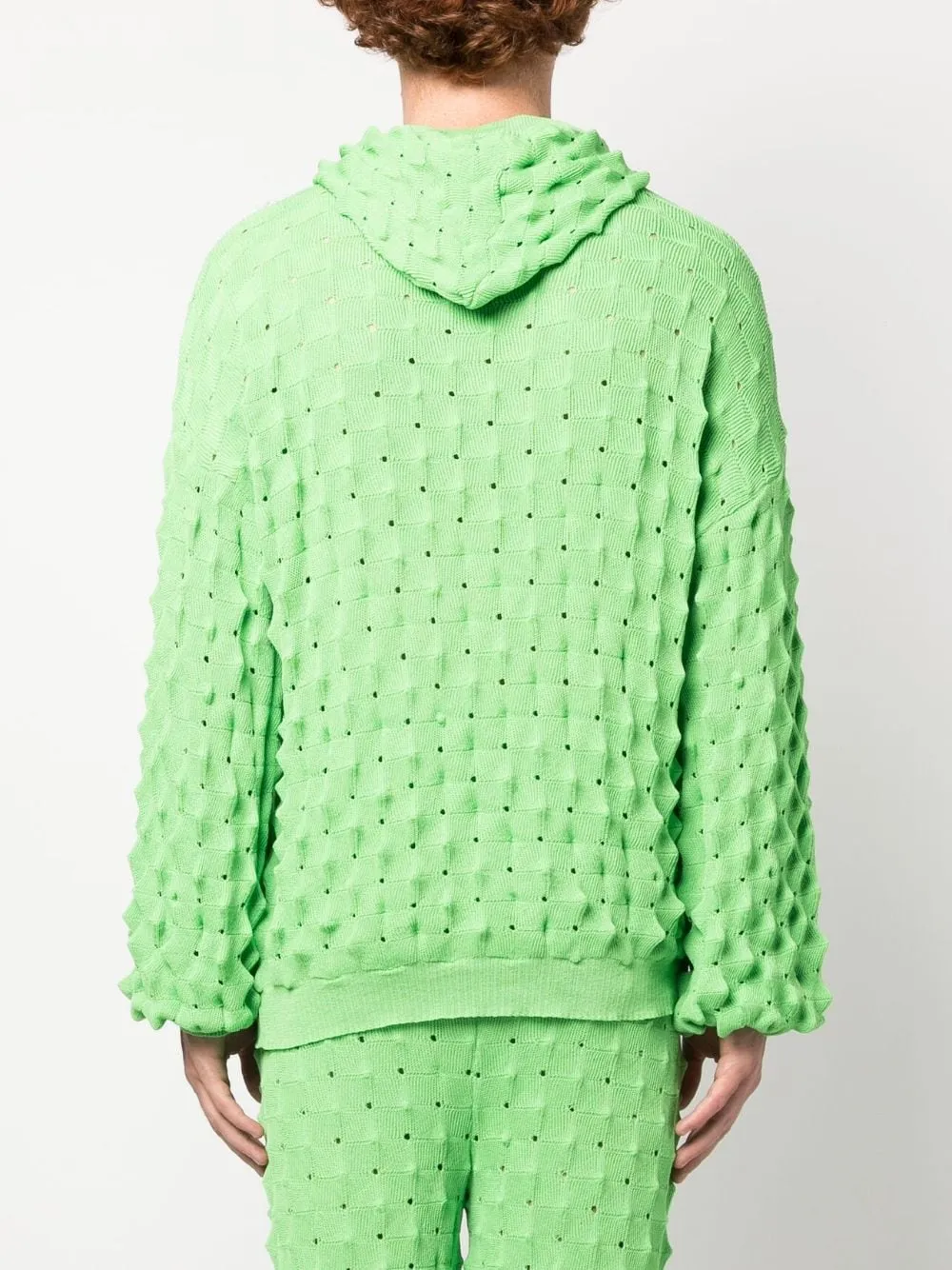 Transparent Spike Knit Hoodie - Green Spike