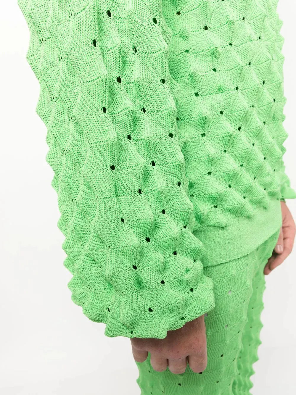 Transparent Spike Knit Hoodie - Green Spike