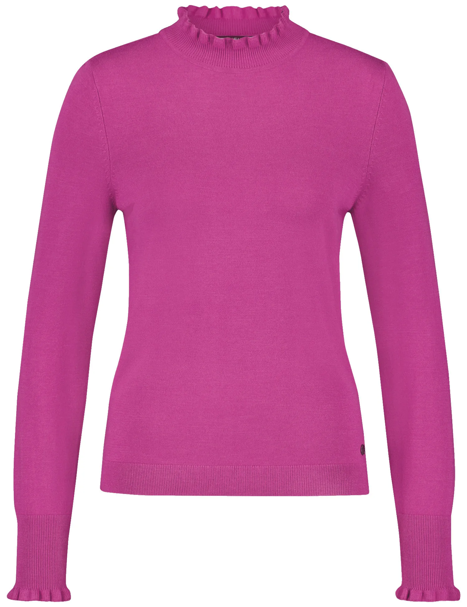 Turtleneck jumper with ruffled edges