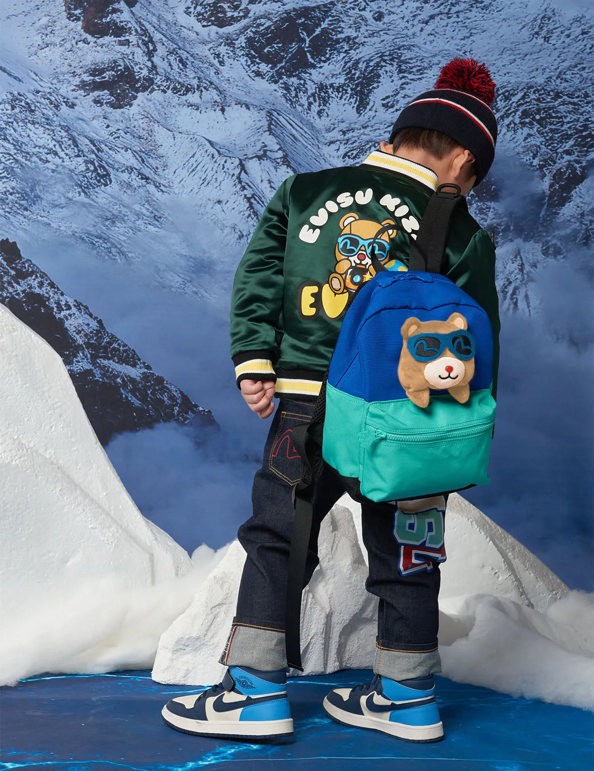 Two-tone Backpack with 3D Bear