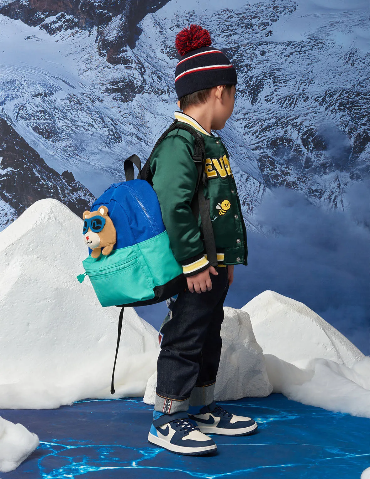 Two-tone Backpack with 3D Bear