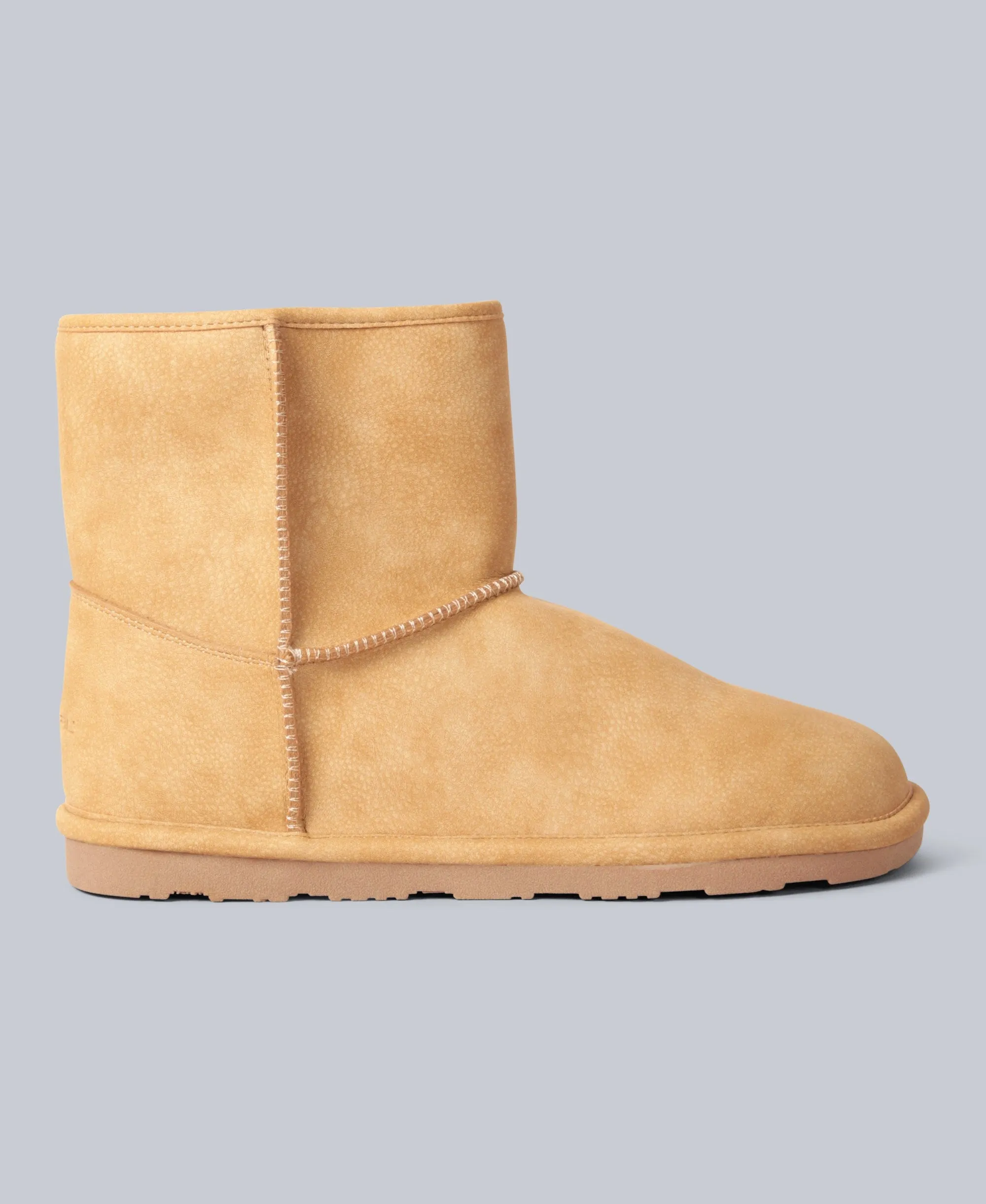 Vegan Unisex Sherpa Lined Slip On Boots - Beige