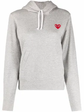 Womens Hoodie Red Heart - Grey