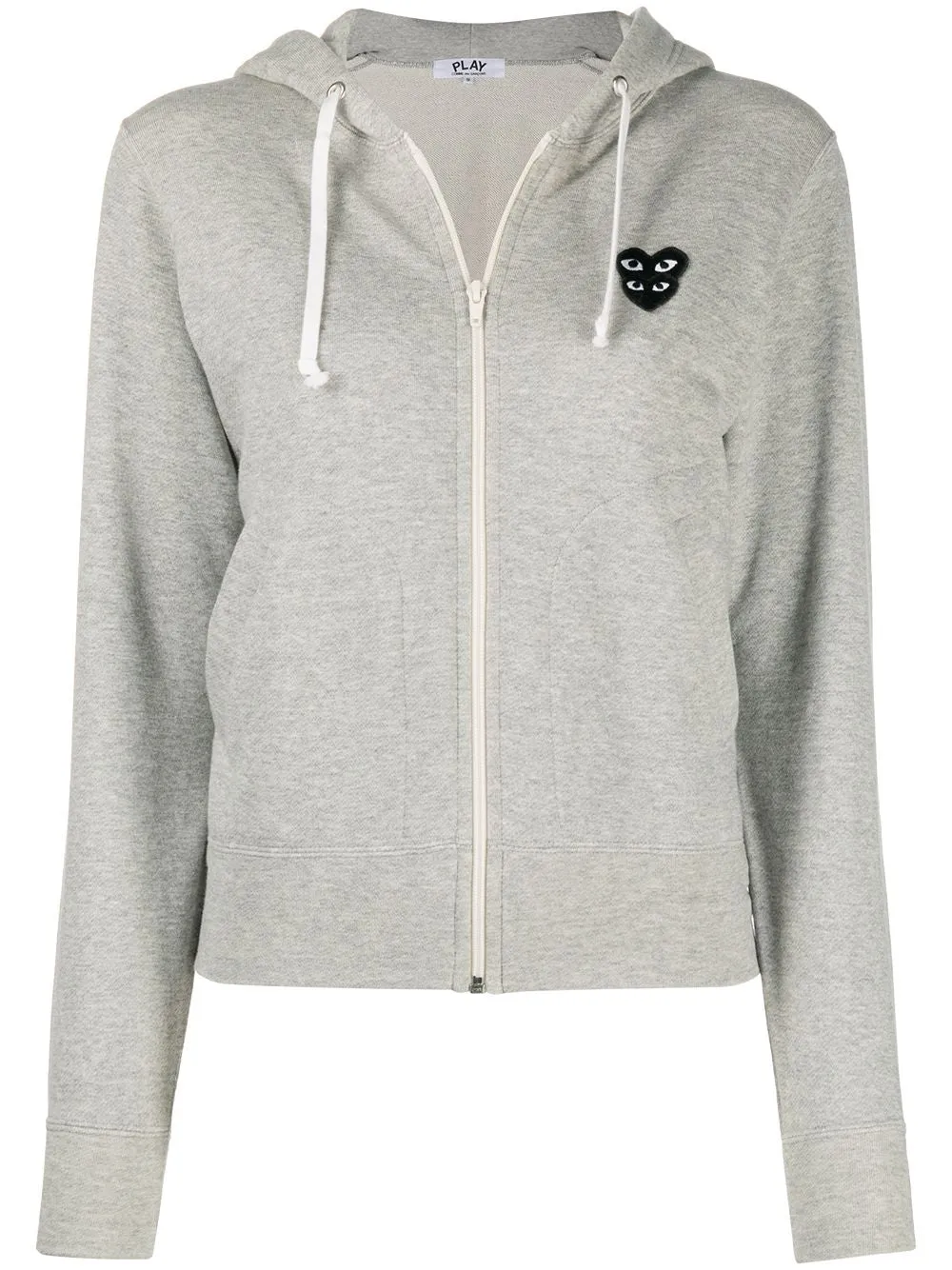 Womens Zipped Hoodie Overlap Black Heart in Grey