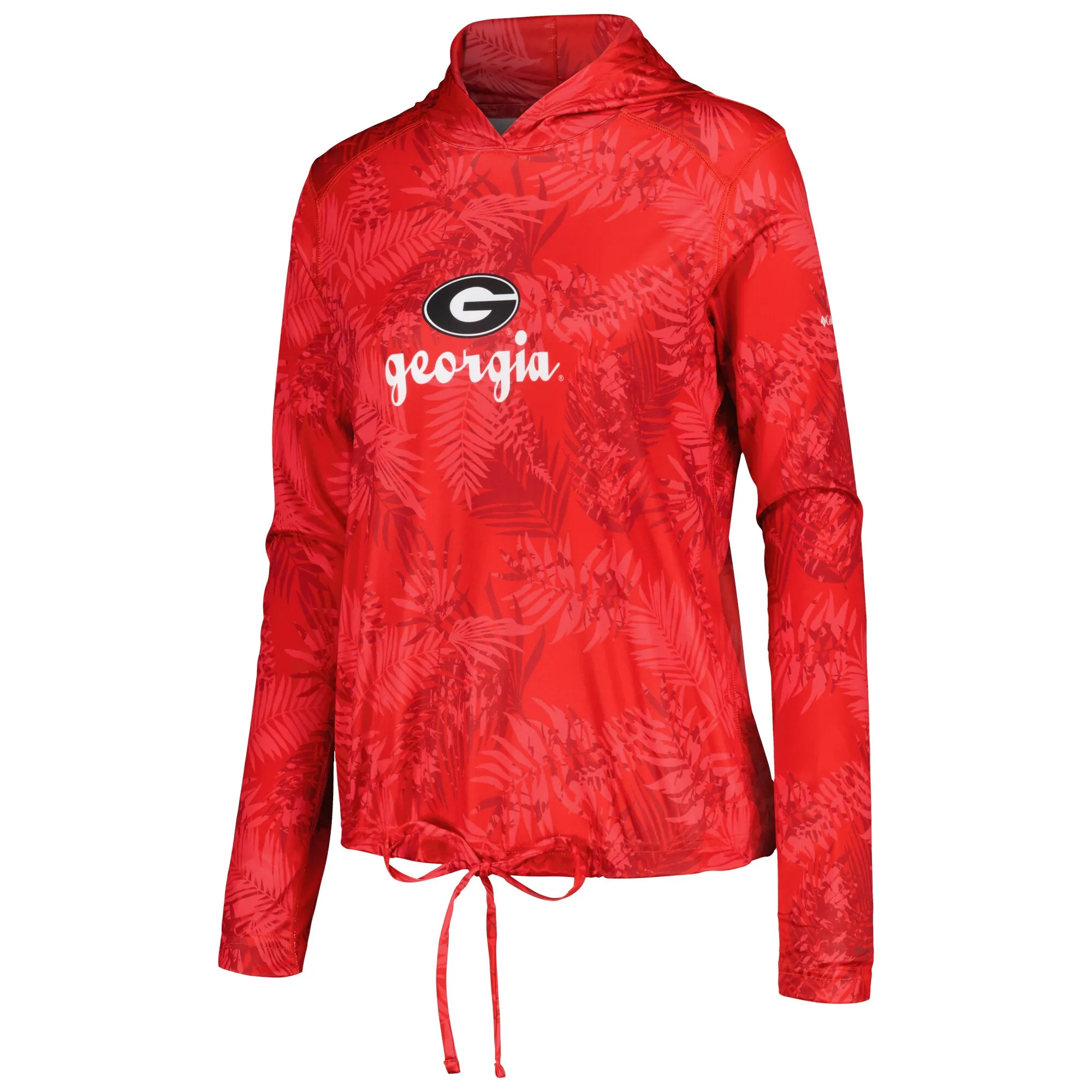 Women's Columbia  Red Georgia Bulldogs Summerdry Printed Long Sleeve Hoodie T-Shirt