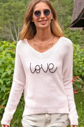 Wooden Ships Love V  Sweater Caprice Pink/Black