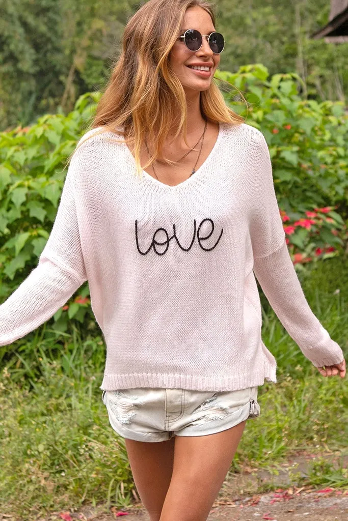 Wooden Ships Love V  Sweater Caprice Pink/Black