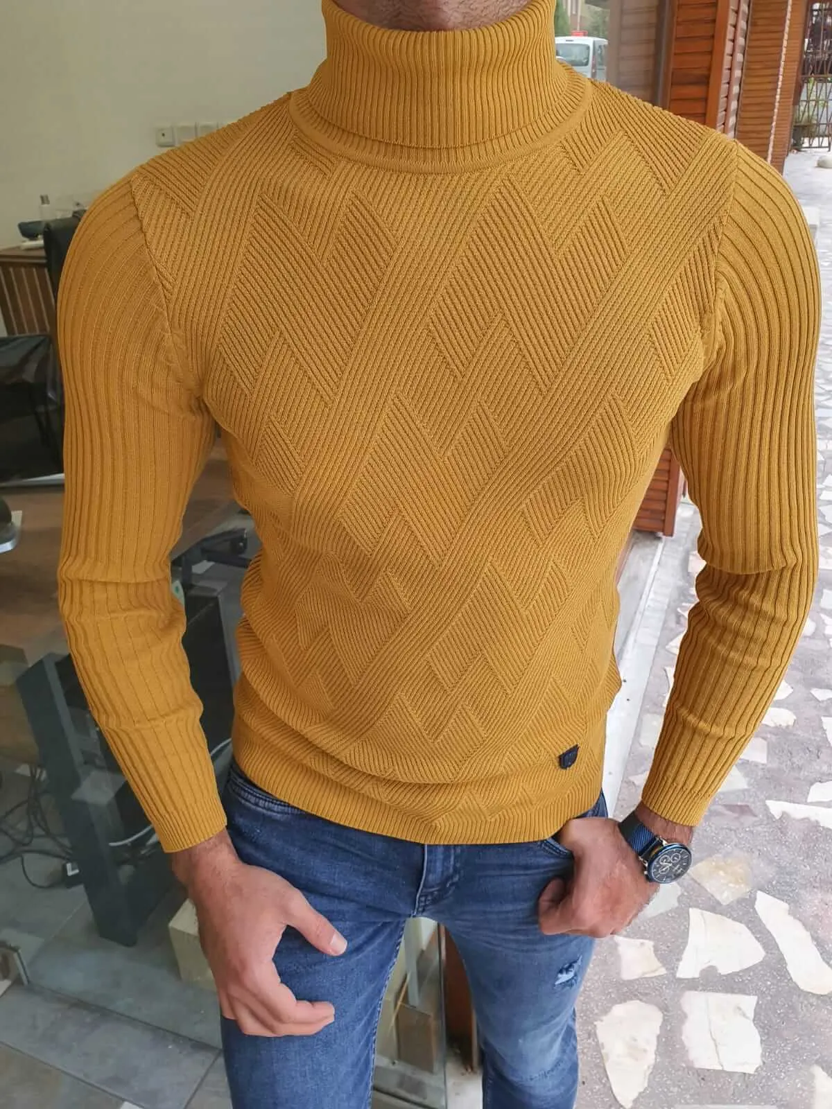 Yellow Long sleeve Turtleneck