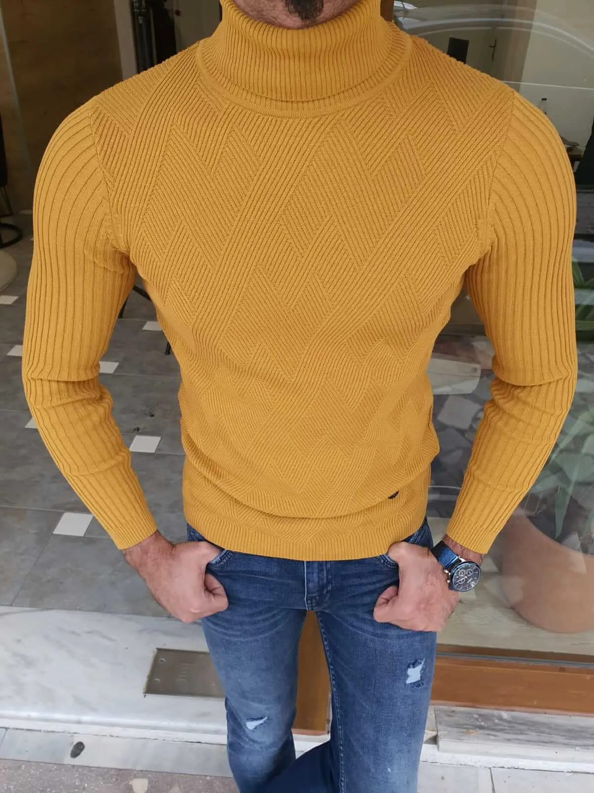 Yellow Long sleeve Turtleneck