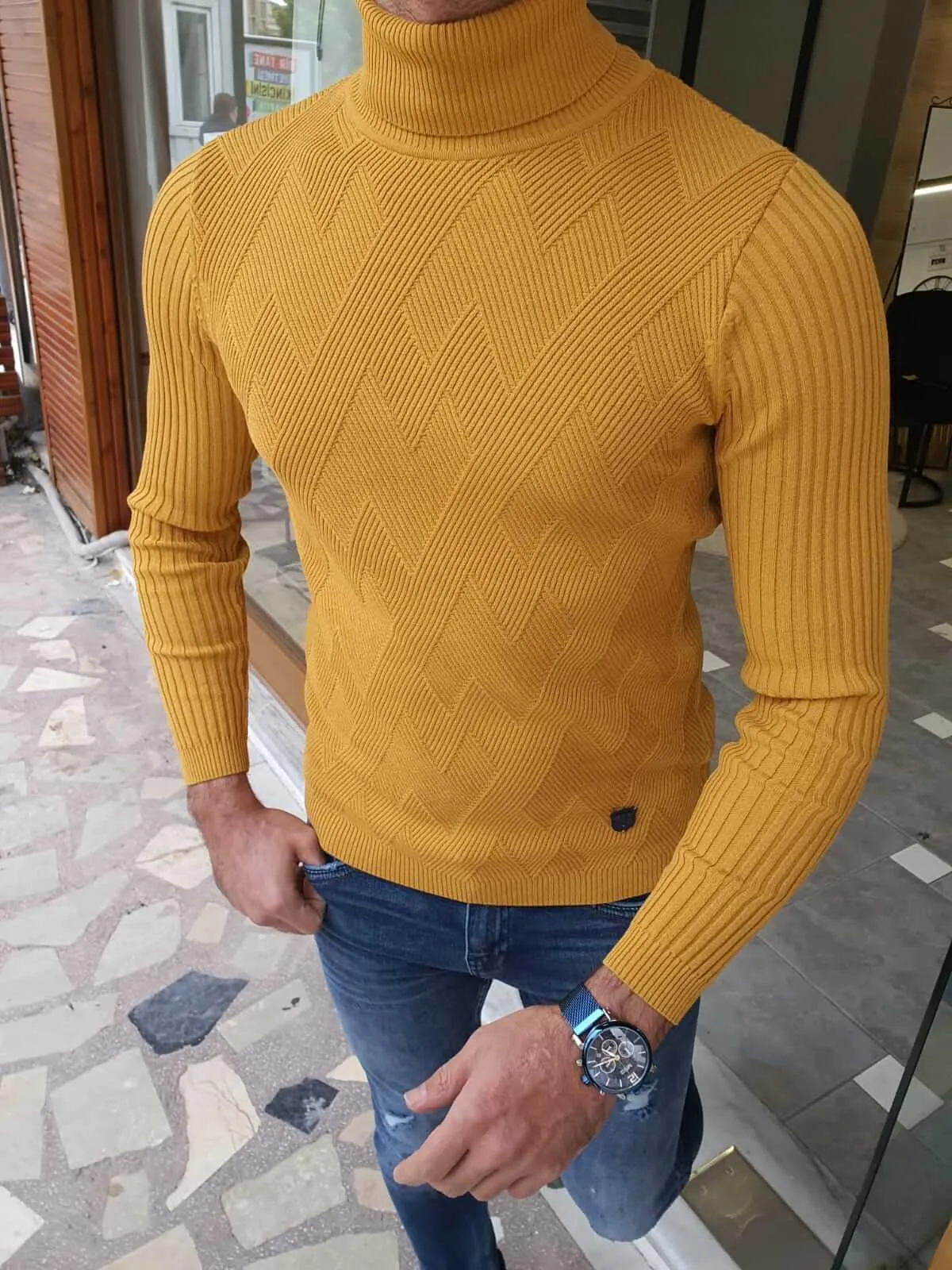 Yellow Long sleeve Turtleneck