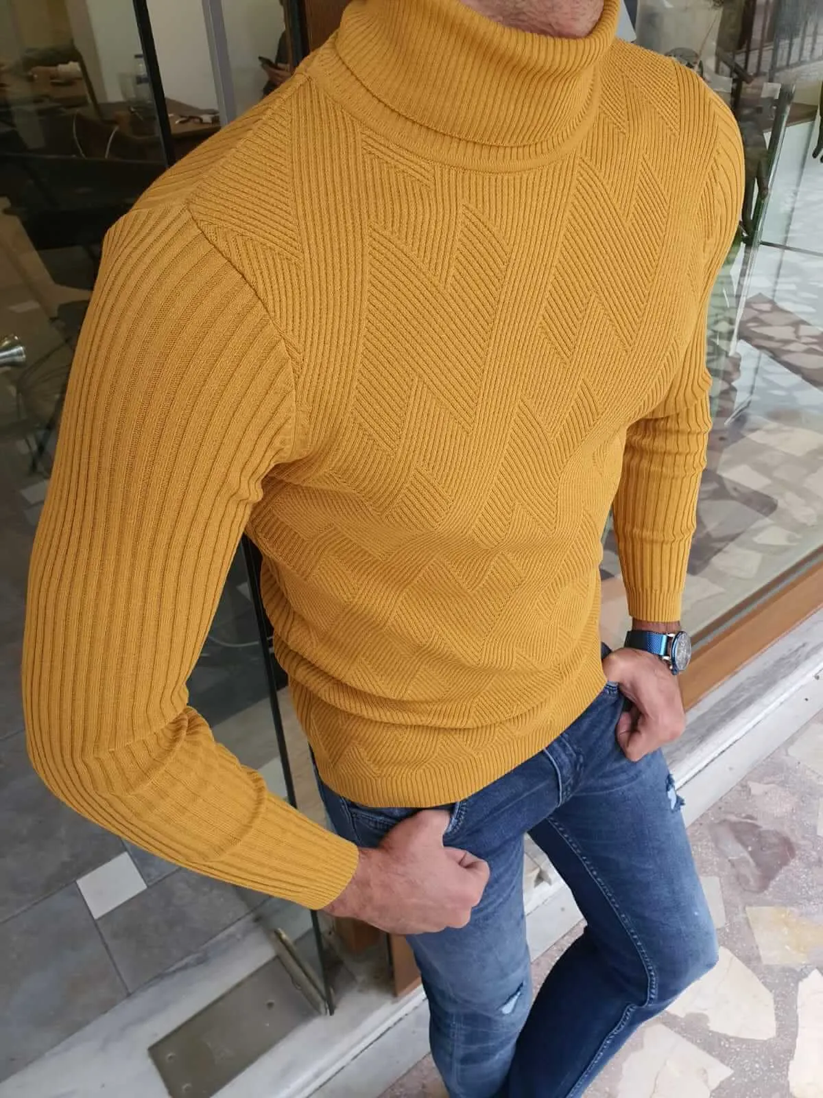 Yellow Long sleeve Turtleneck