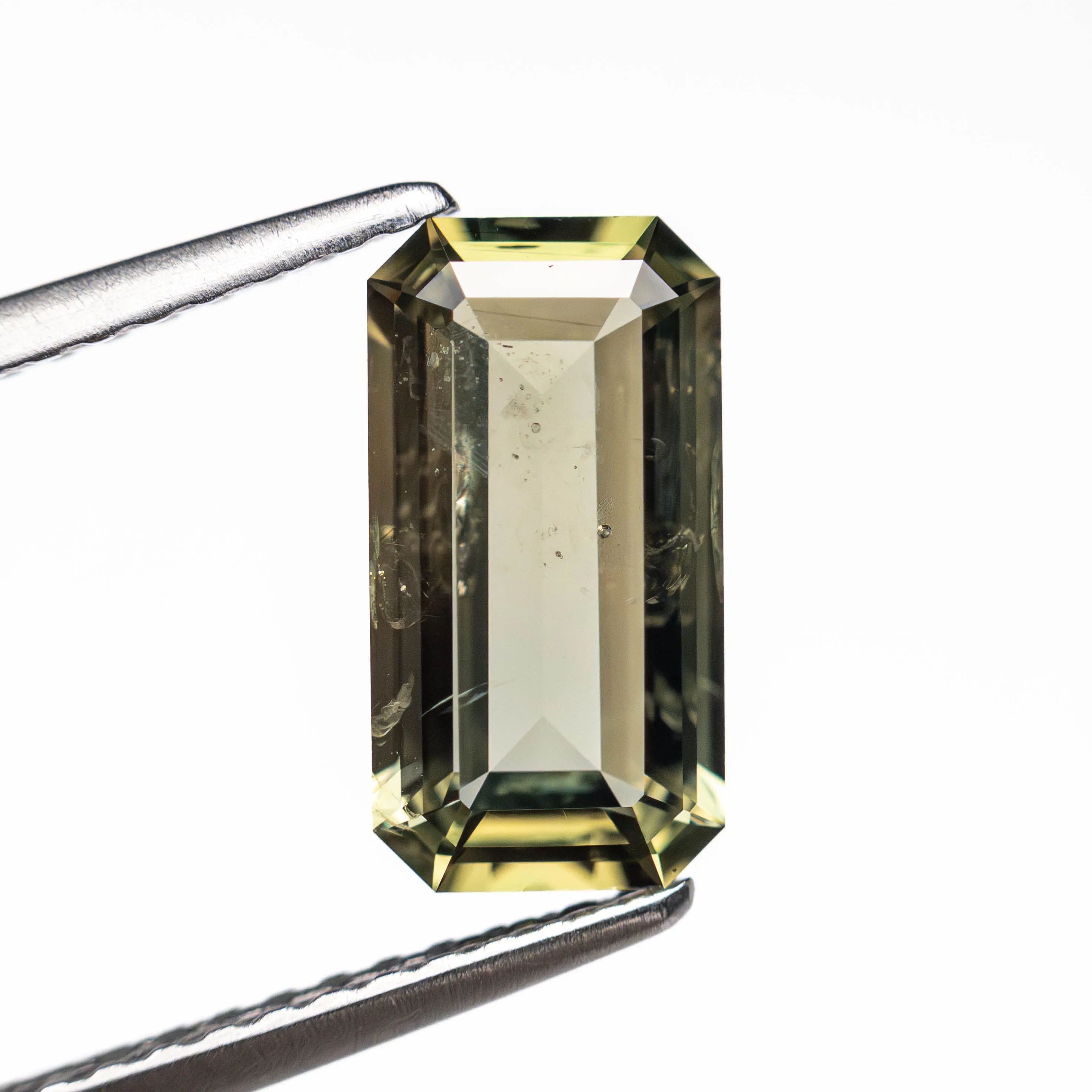 Yellow/Green Step Cut Sapphire - 1.76ct Cut Corner Rectangle