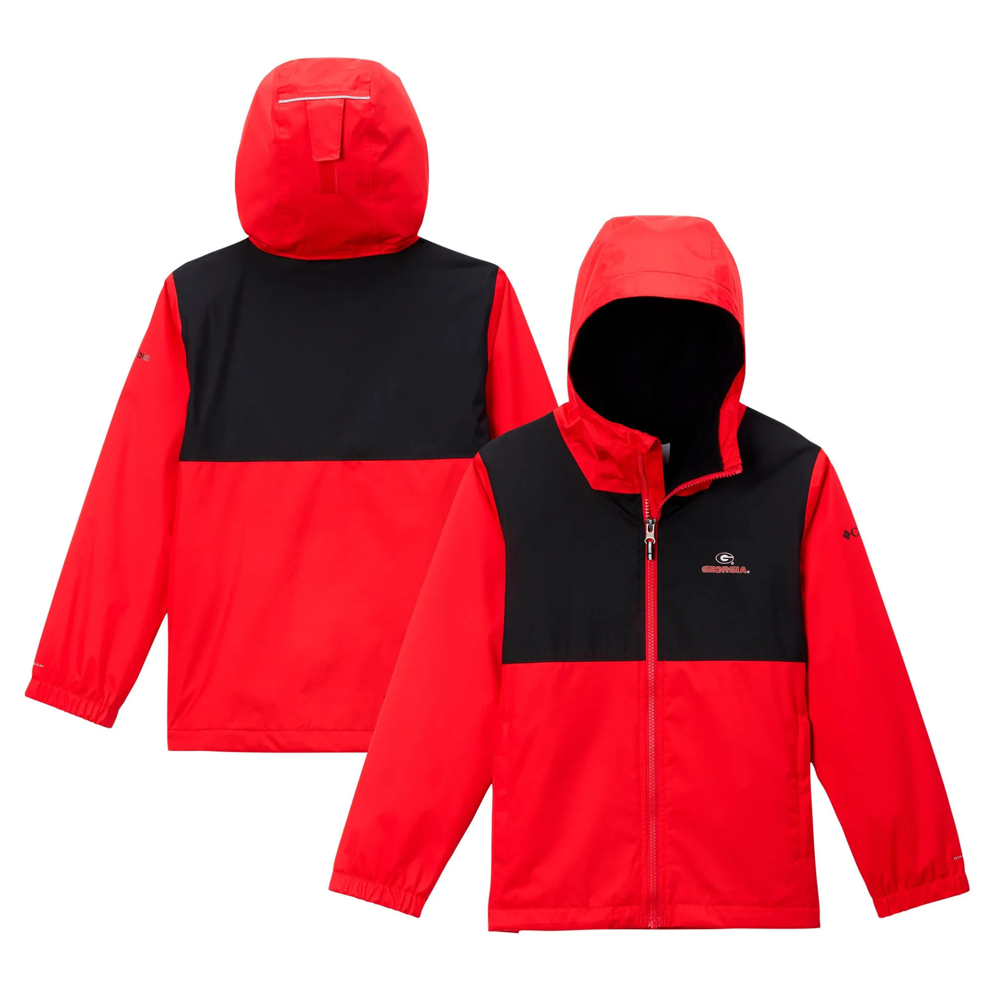 Youth Columbia Red Georgia Bulldogs Rainy Fields Lined Omni-Tech Full-Zip Hoodie Jacket