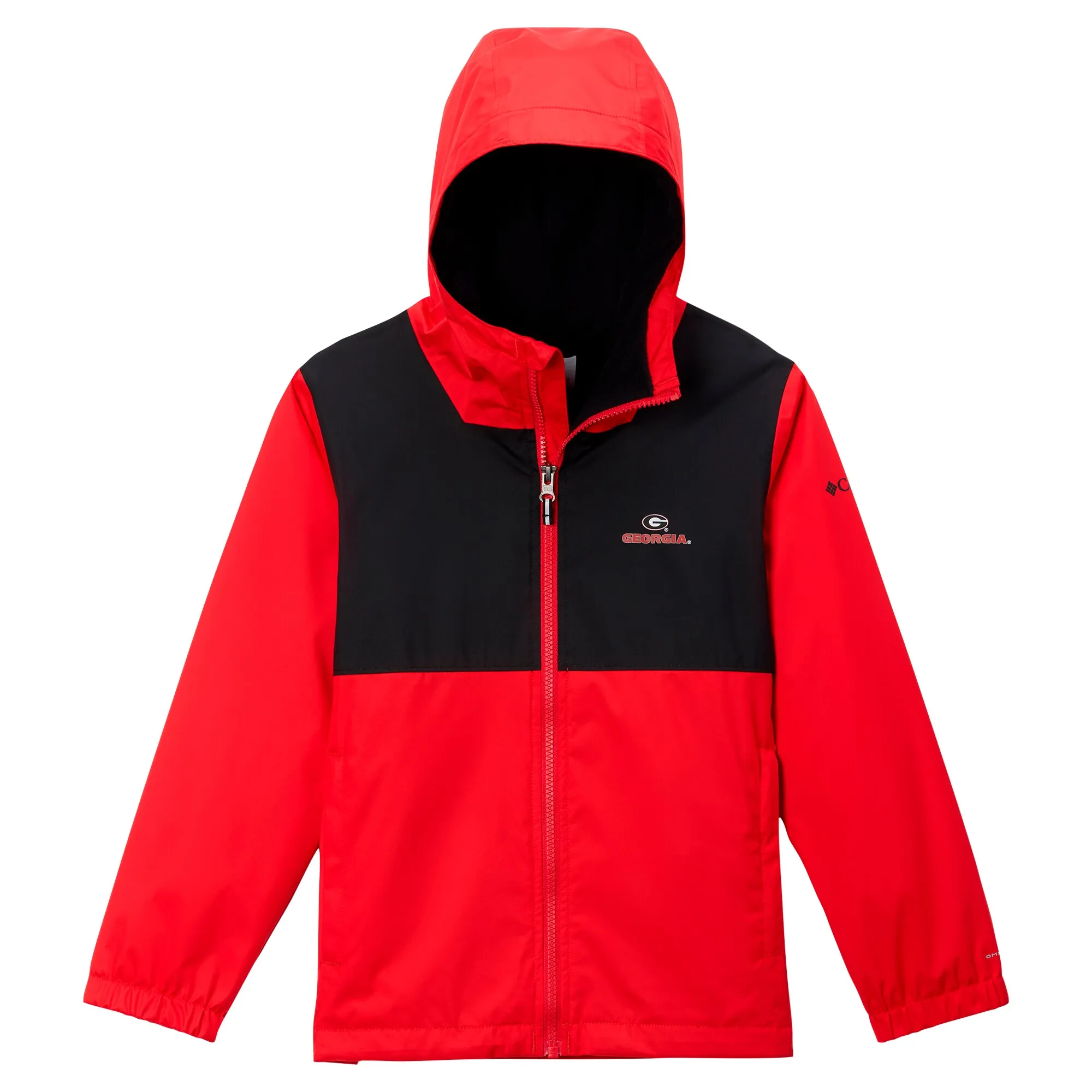 Youth Columbia Red Georgia Bulldogs Rainy Fields Lined Omni-Tech Full-Zip Hoodie Jacket