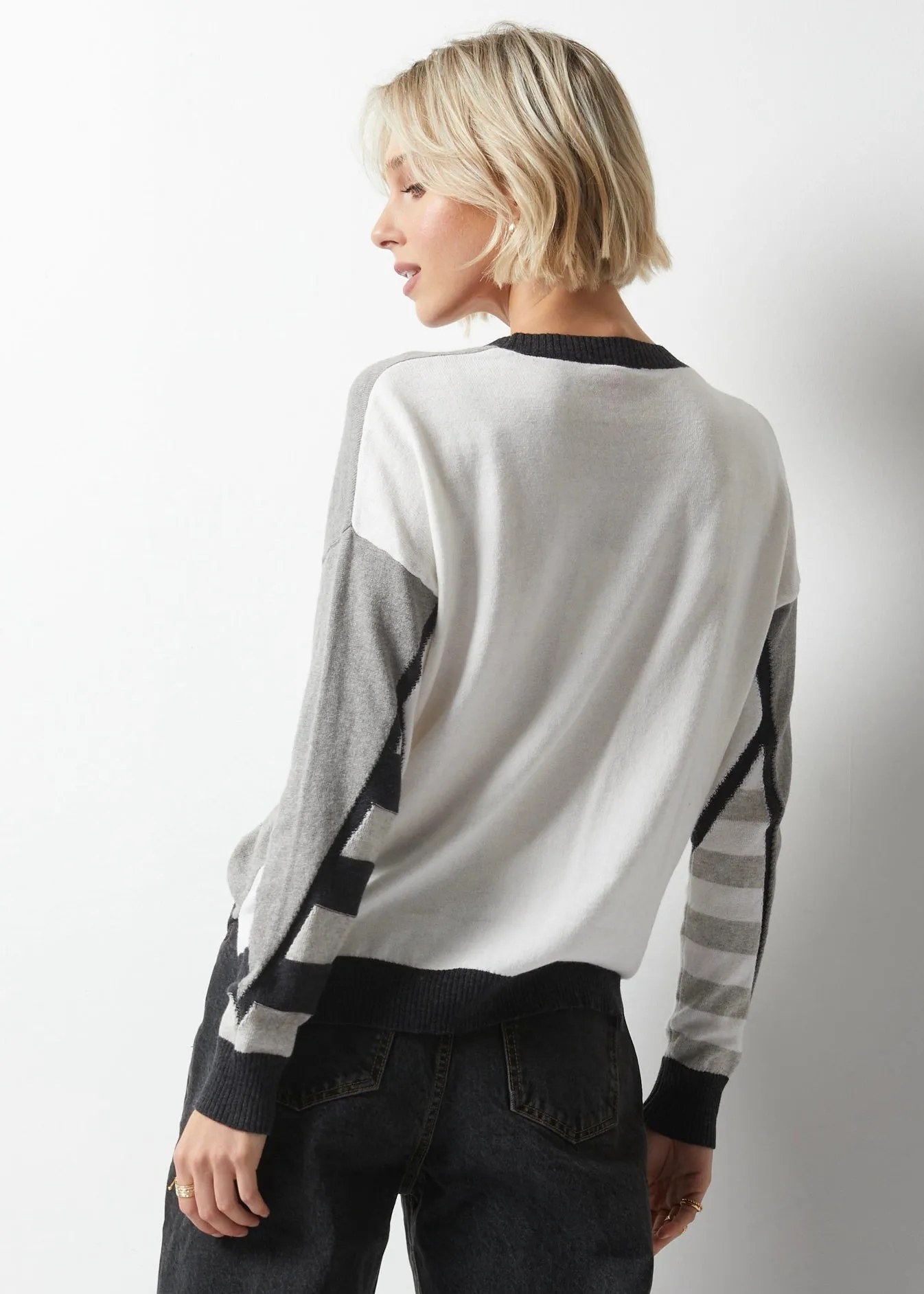 Zaket & Plover Mosaic Intarsia Sweater - Granite