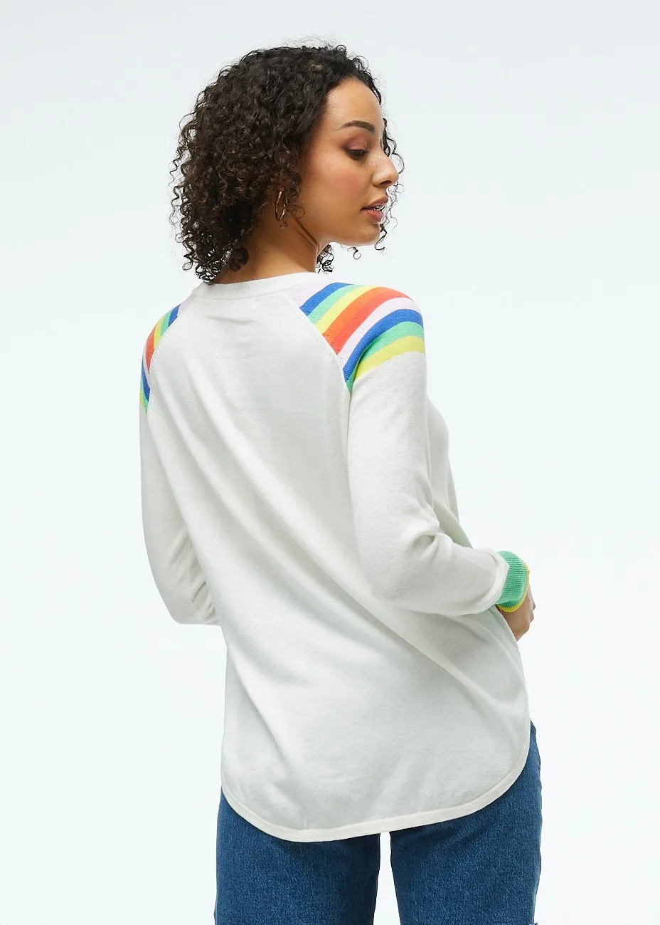 Zaket & Plover Stripe Rainbow Shoulder Sweater